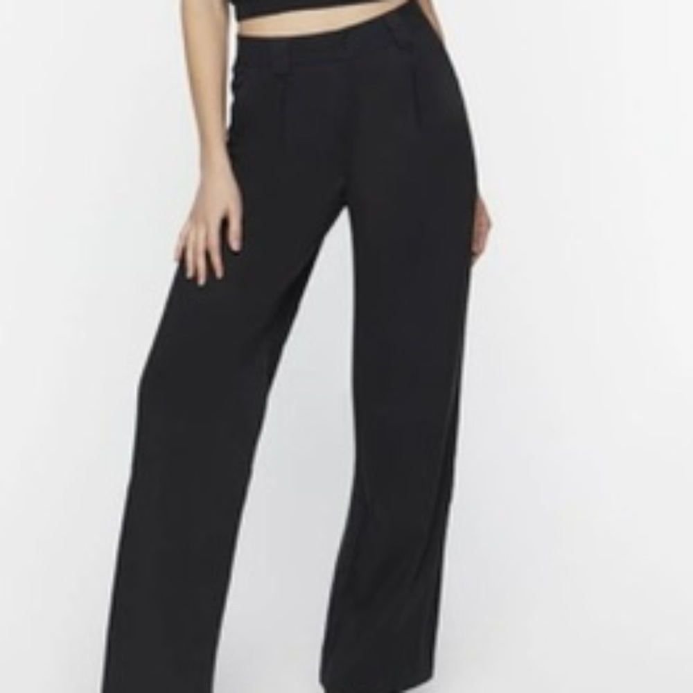 Wide Leg Belted Dress Pants black !